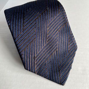 Ermenegildo Zegna VTG Blue‎ Luxury Silk Tie Striped Diamond Shape